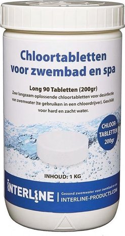 Interline Zwembad chloortabletten - 200 grams, 1 kg/ grote xxl tabs
